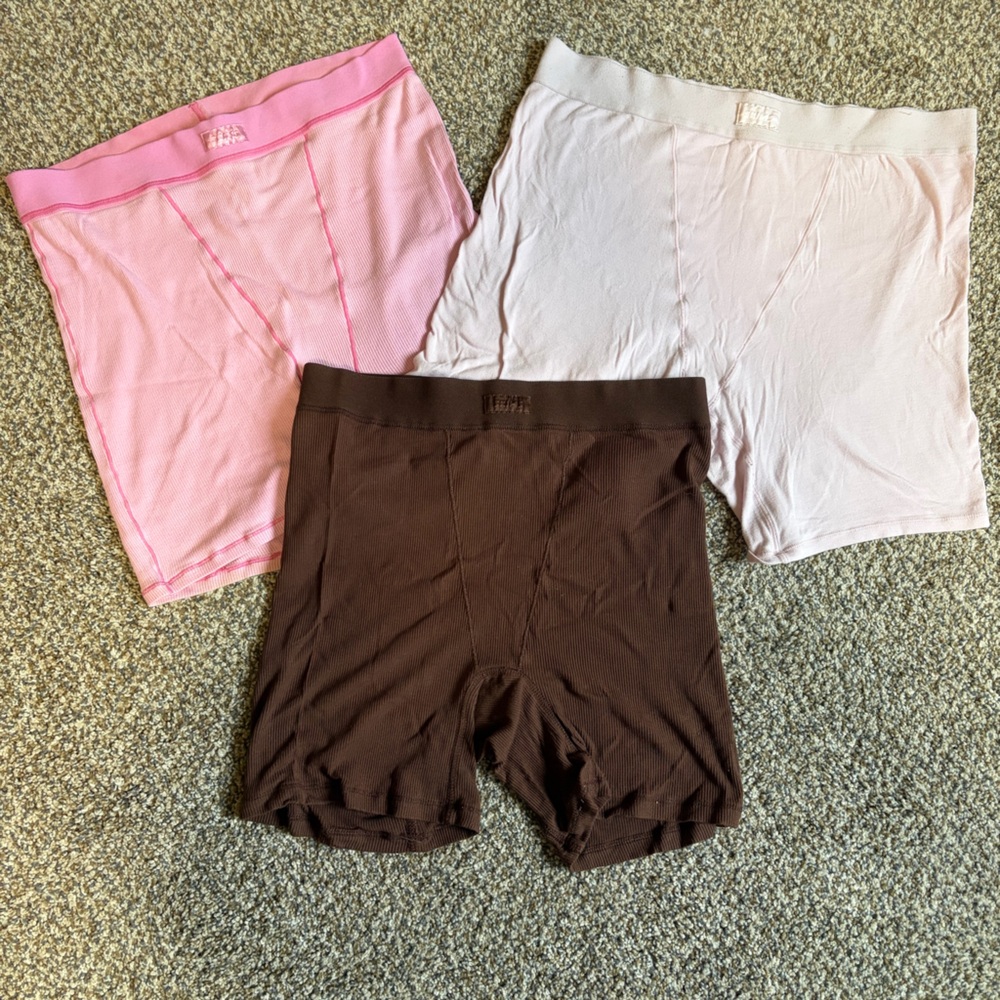 Skims women boxer set- Pink, Light Pink & Brown (3-Pack)